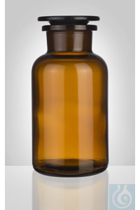 Reagent bottle, amber, wide neck, round shoulder, 100 ml, NS 29/22, dim. Ø 51 x H 95 mm, complete...
